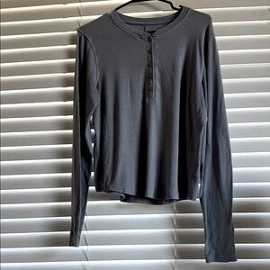 lululemon athletica Charcoal Long Sleeve Henley Shirt